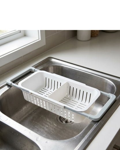 Basl Expandable In-Sink Draining Basket 38-50 cm White - Lifestyle view