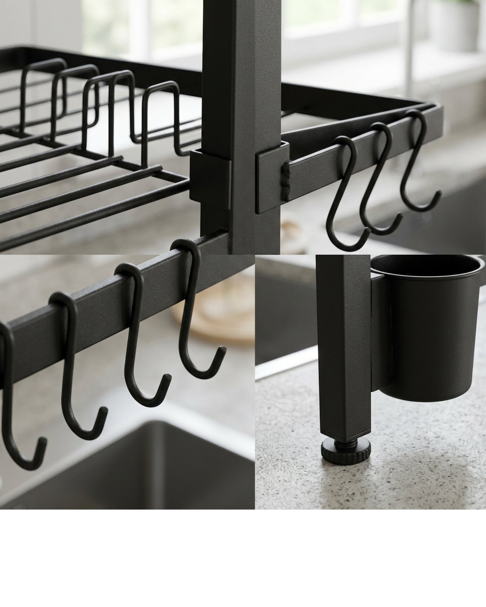 Basl Over-Sink Bridge Draining Rack 65 x 28 x 52 cm Black - Detail view